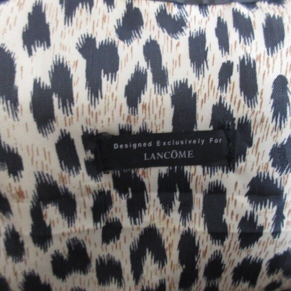 Lancôme Large Elegant Black Fully Lined Tote Bag 13"Wx11"Hx4"D Patent Vinyl Trim - Picture 4 of 8